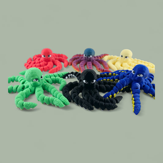 Cartoon Octopus 3D Printed  Fidget Toy  Stress Relief, Articulated, Vibrant Colours