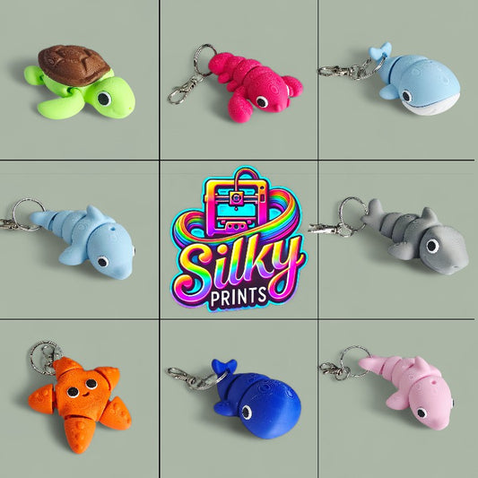 Zou3D Silky Prints Sea Life Keychain & Bag Tags | 3D Printed Ocean Animal Accessories