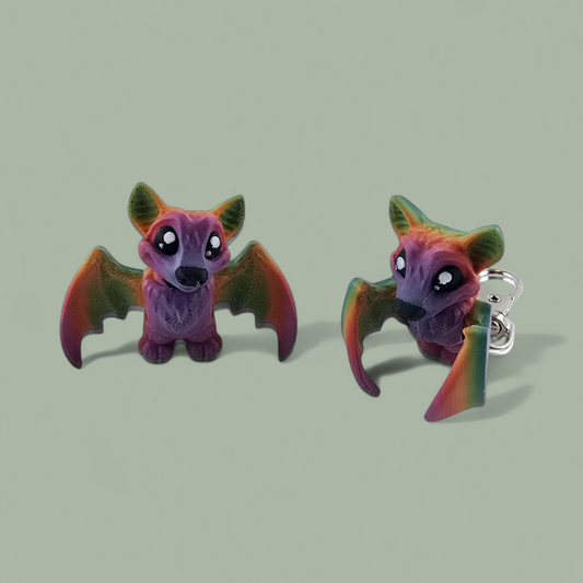 Adorable eye-catching cute Fruit bat keychain, whimsical wiggly colourful keyring, magical stylish bag tag, MMMini Fruit bat fidget