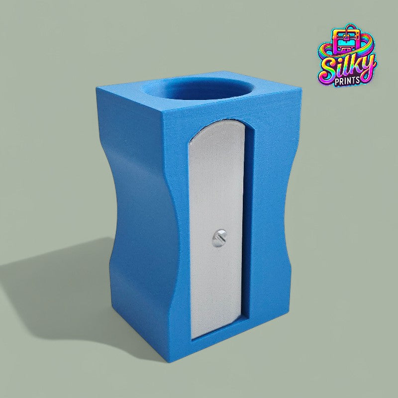 Blue foam block with a silver handle on a gray background, branded 'Silky Prints'.